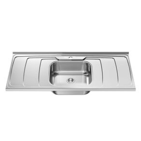 Pia de 2,00x54x14 com Furo e Escorredor Dubai Ref. 35900 Inox GhelPlus