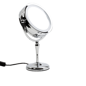 Espelho Duplo de Mesa com Iluminação Redondo Alto 5X Cromado Banhomais