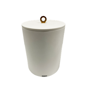 Lixeira de 20x25cm com Acabamento Ello Redondo Off White Fosco/Gold Matte Resimetal