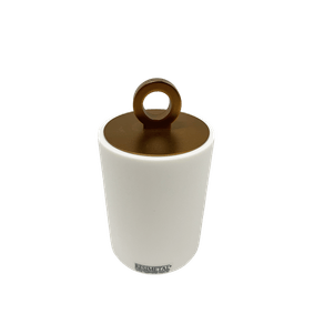 Porta Cotonetes com Acabamento Ello Redondo Off White Fosco/Gold Matte Resimetal