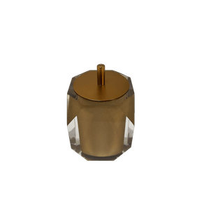 Porta Cotonetes com Acabamento Ponto Lyra Cristal Ouro/Gold Matte Resimetal