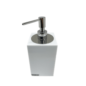 Porta Sabão Líquido Quadrada Branco/Cromado Resimetal