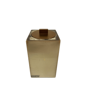 Porta Cotonetes com Acabamento Sienna Quadrada Champanhe/Gold Matte Resimetal