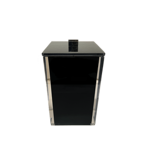 Lixeira de 15x25cm com Acabamento Sienna Quadrada Cristal Preto/Cromado Resimetal