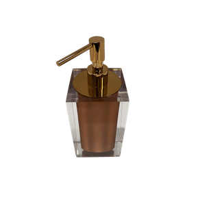 Porta Sabão Líquido Quadrada Cristal Red Gold Resimetal