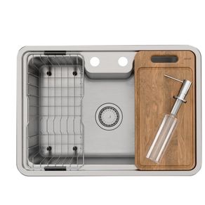 Cuba de Embutir/Sobrepor de 68x48 com Acessórios Massima Ref. 01569316 Inox Escovado Docol