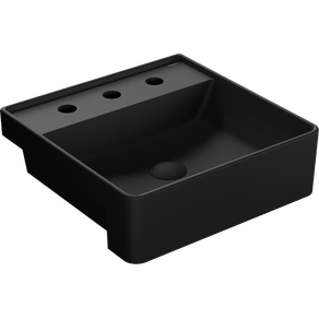 Cuba de Semi-Encaixe com Mesa Quadrada de 42x42x13cm Sentiero Ref. 12.0322.0404A Preto Fosco Acqua